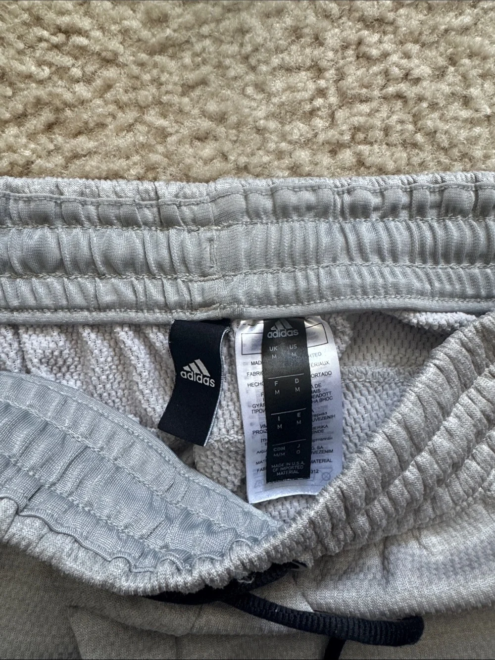 adidas Light Gray Jogger Sweatpants with Black Drawstring